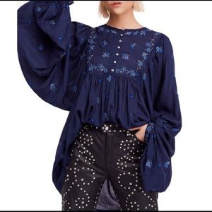 NWT Free People Embroidered Tunic Top Small